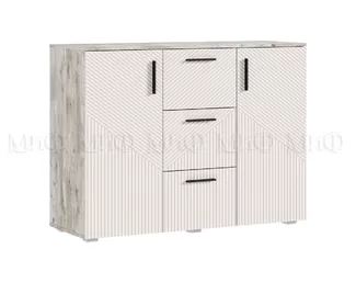 Комод Сильвия (3 ящика, 2 двери) - Дуб Юкон / Кашемир (МИФ)