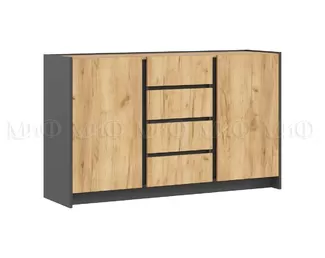 Комод Остин (2 двери, 4 ящика) - Графит / Дуб Крафт (МИФ)