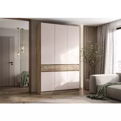 Шкаф Роджина 3-х створчатый - Дуб Крафт серый / Кашемир (МИФ)