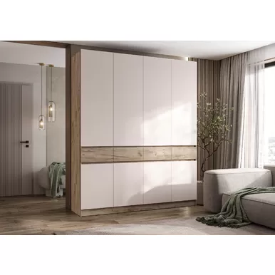 Шкаф Роджина 4-х створчатый - Дуб Крафт серый / Кашемир (МИФ)