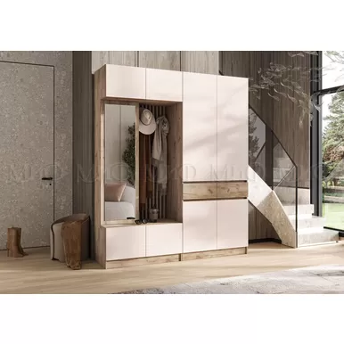 Прихожая Роджина (Комплект 1) - Дуб Крафт серый / Кашемир (МИФ)