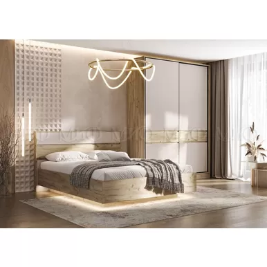 Спальный гарнитур Роджина (Комплект 1) - Дуб Крафт серый / Кашемир (МИФ)