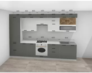 Кухня Ройс 3.4м - Белый Софт/Графит Софт (ДСВ Мебель)