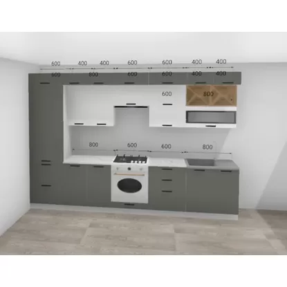 Кухня Ройс 3.4м - Белый Софт/Графит Софт (ДСВ Мебель)