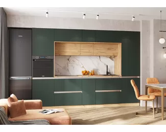 Кухня Карина 3.2м ЛДСП - Изумрудный/Дуб Крафт (МИФ)