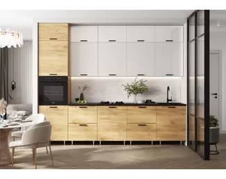 Кухонный гарнитур Рио NEW 3.0м/1080мм ЛДСП - Компоновка 4 - Белый глянец/Дуб Крафт (МИФ)