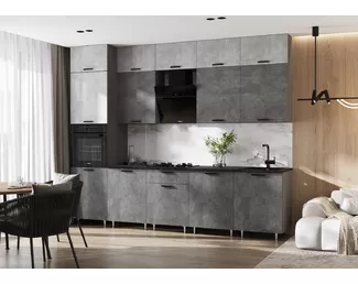 Кухонный гарнитур Рио NEW 3.0м/1080мм ЛДСП - Компоновка 3 - Бетон светлый/Бетон темный (МИФ)