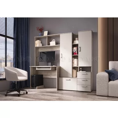 Стол компьютерный №6 - Дуб Крафт серый/Кашемир (МИФ)