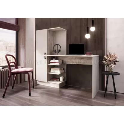 Стол компьютерный №1 - Дуб Крафт серый / Кашемир (МИФ)