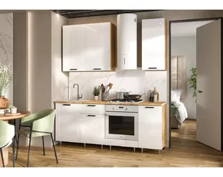 Кухонный гарнитур Рио NEW 2.0м/900мм ЛДСП - Компоновка 2 - Белый глянец (МИФ)