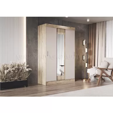 Шкаф-купе 3-х створчатый Бася - Дуб Крафт серый / Кашемир (МИФ)