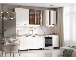 Кухонный гарнитур Рио NEW 2.0м/900мм ЛДСП - Компоновка 1 - Белый глянец (МИФ)