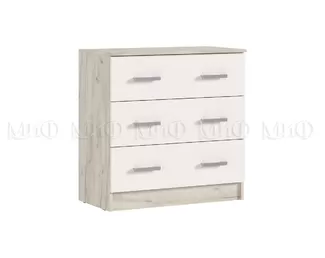 Комод Бася с 3-мя ящиками - Дуб Крафт серый / Кашемир (МИФ)