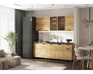 Кухонный гарнитур Рио NEW 2.0м ЛДСП - Компоновка 1 - Дуб Крафт (МИФ)