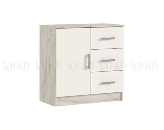 Комод Бася с 3-мя ящиками и 1 дв. - Дуб Крафт серый/Кашемир (МИФ)