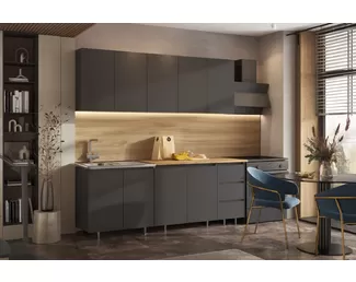 Кухонный гарнитур Челси 2.0м ЛДСП - Вариант 4 - Графит (МИФ)