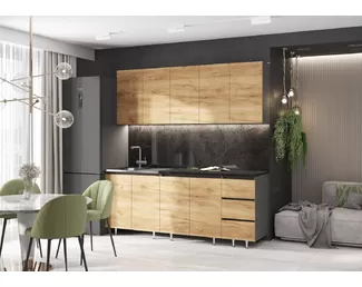 Кухонный гарнитур Челси 2.0м ЛДСП - Вариант 1 - Дуб Крафт (МИФ)