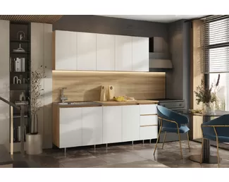 Кухонный гарнитур Челси 2.0м ЛДСП - Вариант 3 - Белый (МИФ)