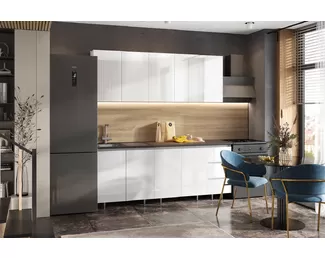 Кухонный гарнитур Челси 2.0м ЛДСП - Вариант 2 - Белый глянец (МИФ)