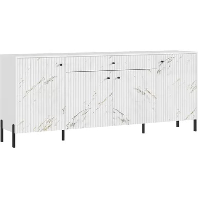 Комод Оливия (металл) - Белый/Мрамор золото (МИФ)