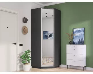 Угловой Экспресс (ЛДСП/Зеркало, 2200) - Серый Диамант (Е1)