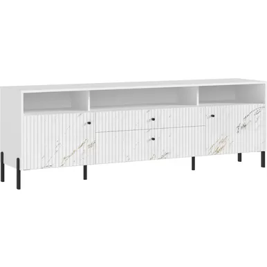 Тумба ТВ Оливия (металл) - Белый/Мрамор золото (МИФ)