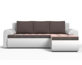 Угловой диван Ванкувер правый - Белый / Коричневый (Столлайн)