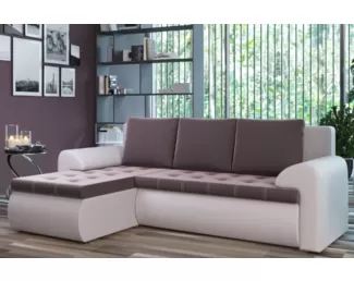 Угловой диван Ванкувер левый - Белый / Коричневый (Столлайн)