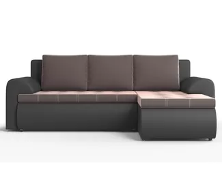 Угловой диван Ванкувер правый - Черный/Коричневый (Столлайн)