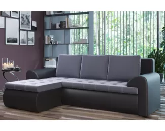 Угловой диван Ванкувер левый - Серый / Черный (Столлайн)