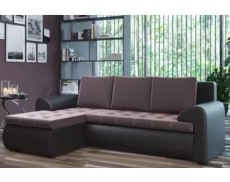 Угловой диван Ванкувер левый - Коричневый / Черный (Столлайн)