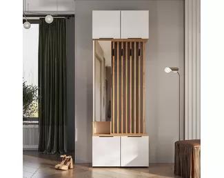 Прихожая Сандра (Комплект 3) - Дуб Крафт/Белый (BTS)