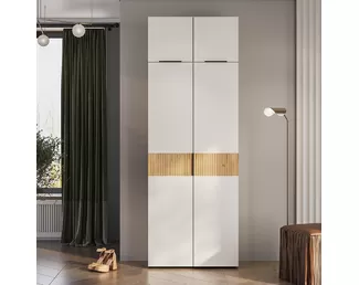 Шкаф 2-х створчатый Сандра ШК-04 с антресолью ШКН-02 - Дуб Крафт/Белый (BTS)