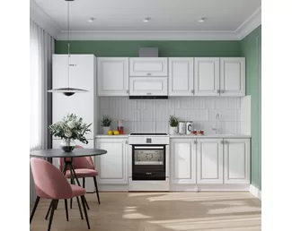 Кухня Настя 2.3м - Вариант 2 - Белый Софт (Горизонт)