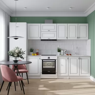 Кухня Настя 2.3м - Вариант 2 - Белый Софт (Горизонт)