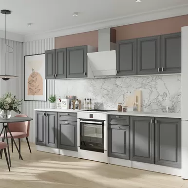 Кухня Настя 2.3м - Вариант 1 - Графит Софт (Горизонт)
