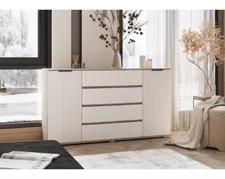 Комод Марвэл (2 двери 4 ящика) - Дуб Крафт серый / Кашемир (МИФ)