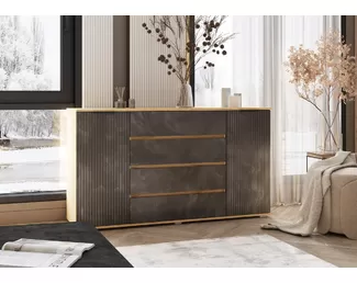 Комод Марвэл (2 двери 4 ящика) - Дуб Крафт / Мальта Грей (МИФ)