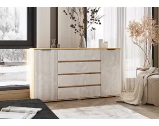 Комод Марвэл (2 двери 4 ящика) - Дуб Крафт / Мальта (МИФ)