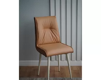 Стул Сенатор (2 шт.) - Кожа Коричневая/Бежевый (ДСВ Мебель)