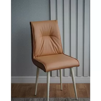Стул Сенатор (2 шт.) - Кожа Коричневая/Бежевый (ДСВ Мебель)