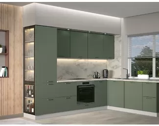 Кухня угловая Марта 2.8х2.2м - Зеленый Скин (ДСВ Мебель)