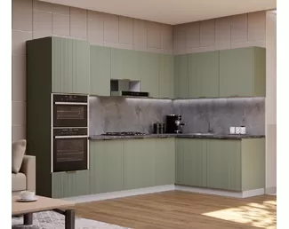 Кухня угловая Мелисса 2.85х1.8м - Зеленый Скин (ДСВ Мебель)