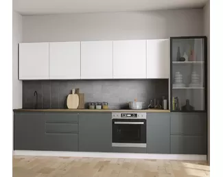 Кухня Скала 3.4м - Керамика белый/Керамика графит (ДСВ Мебель)