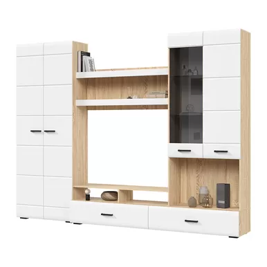 Гостиная Либерти ГС-01 - Дуб Сонома/Белый глянец (Стендмебель)