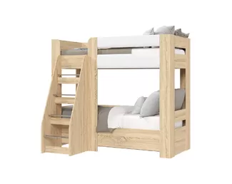 Кровать двухъярусная Либерти КР-04 - Дуб Сонома/Белый глянец (Стендмебель)