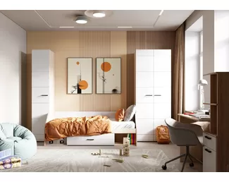 Детская Либерти (Комплект 1) - Дуб Сонома/Белый глянец (Стендмебель)