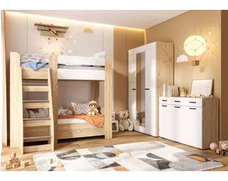 Детская Либерти (Комплект 2) - Дуб Сонома/Белый глянец (Стендмебель)