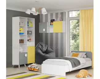 Детская комната КУБО - Комплект 7 - Белый гладкий/Грин Грей Софт (МК Стиль)