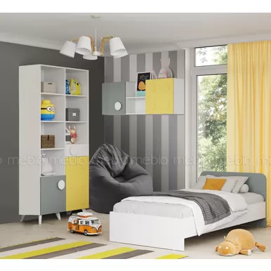 Детская комната КУБО - Комплект 7 - Белый гладкий/Грин Грей Софт (МК Стиль)